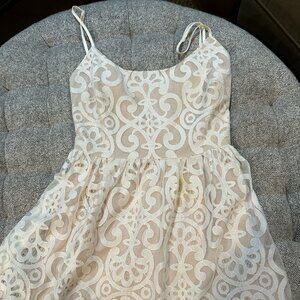 TOBI nude dress with lace overlay